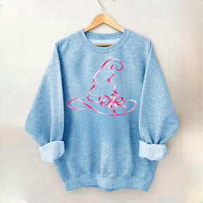 Breast Cancer Awareness Witch Hat Halloween Sweatshirt