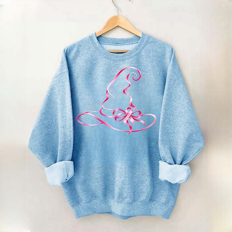 Breast Cancer Awareness Witch Hat Halloween Sweatshirt