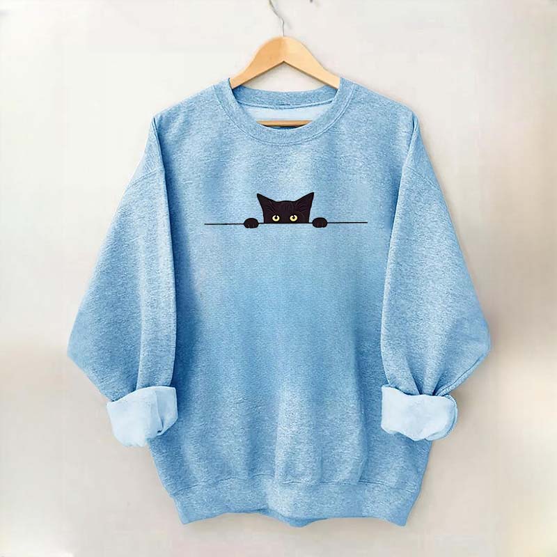 Black Cat Graphic Animal Fashion Sweatshirt