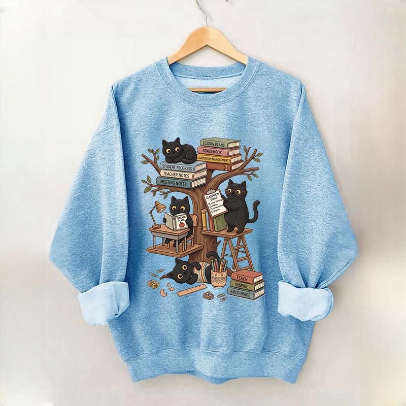First Day Of School Black Cat Teacher Sweatshirt