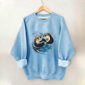 Vintage Otters Ocean Animals Sweatshirt