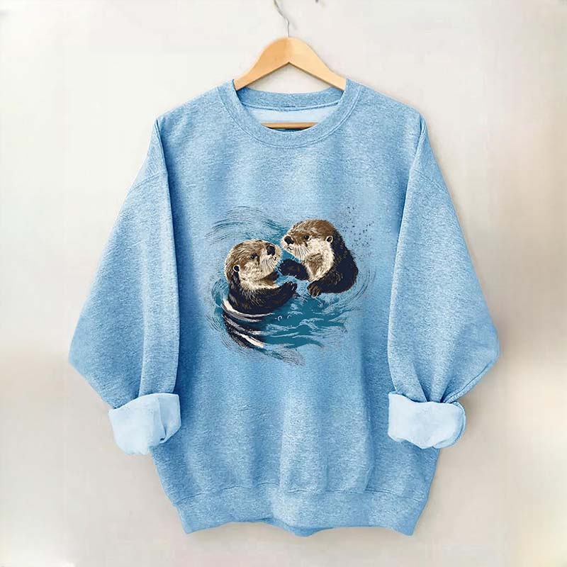 Vintage Otters Ocean Animals Sweatshirt