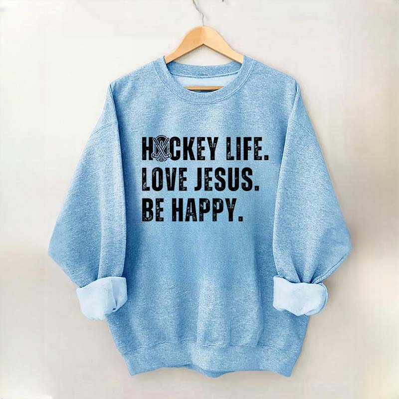 Comfort Colors Hockey Life Love Jesus Sweatshirt