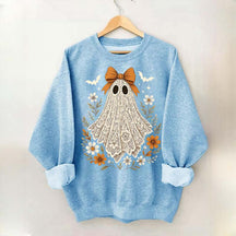 Cute Lace Ghost Bow Spooky Season Sweatshirt