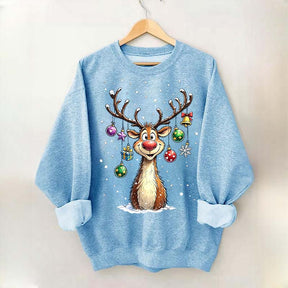 Cute Merry Christmas Vintage Reindeer Sweatshirt