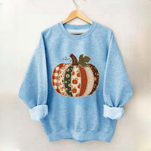 Faux Patchwork Fall Pumpkin Sweatshirt