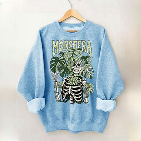 Monstera Skeleton Plant Halloween Sweatshirt