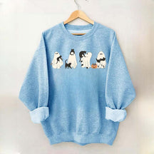 Ghost And Cat Lower Halloween Sweatshirt