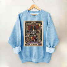 The Reader Tarot Card Skeleton Reading Sweatshirt