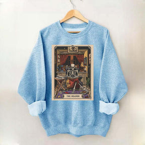 The Reader Tarot Card Skeleton Reading Sweatshirt