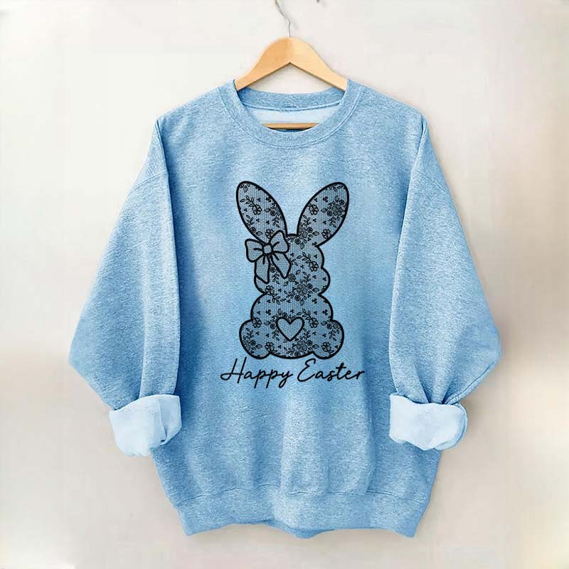 White Lace Bunny Coquette Bow Sweatshirt