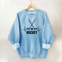 Hockey Sticks & Puck Heartbeat Graphic Sweatshirt