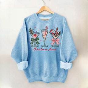 Christmas Please Martini Coquette Holiday Sweatshirt