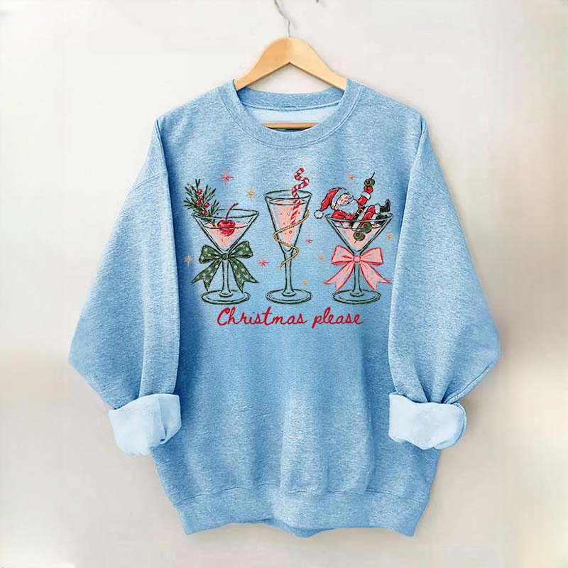 Christmas Please Martini Coquette Holiday Sweatshirt