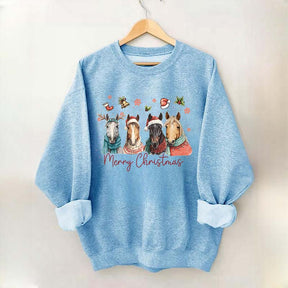 Festive Horse Quartet Christmas Sweatshirt