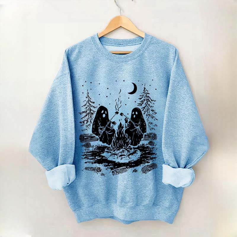 Retro Halloween Ghost Camping Sweatshirt