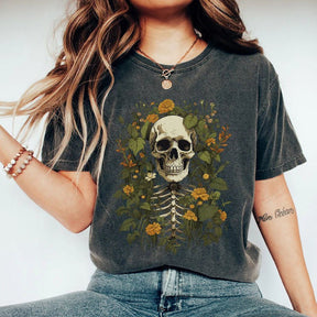 Summer Floral Skull Funny Plant Lovers T-shirt