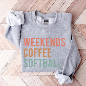Weekends Coffee Softball Sweatshirt