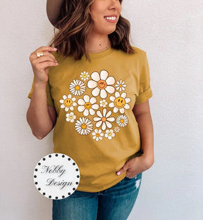 Daisy Floral Boho Retro Aesthetic Tshirt