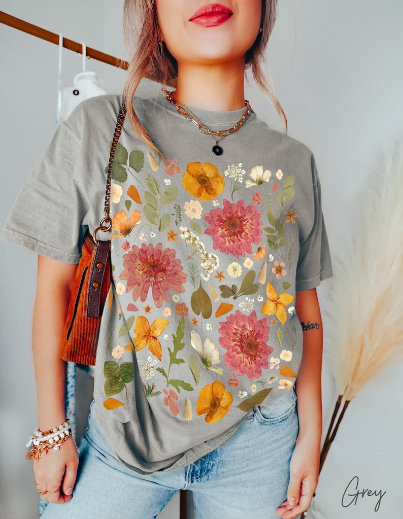 Vintage Pressed Flowers Comfort Colors Wildflowers Shirt