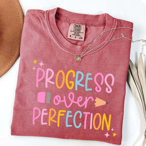Progress Over Perfection Inspirational Teacher T-Shirt