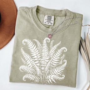 Vintage Linocut Fern Leaves T-Shirt