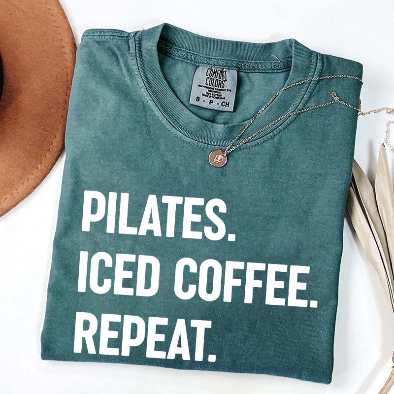 Pilates Iced Coffee Repeat T-Shirt