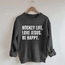 Comfort Colors Hockey Life Love Jesus Sweatshirt