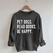 Retro Bookish Reading Books and Dogs Sweatshirt