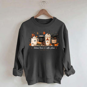 Autumn Leaves and Coffee Please Fall Sweatshirt