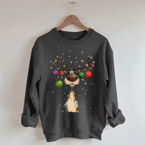 Vintage Reindeer Christmas Light Xmas Sweatshirt