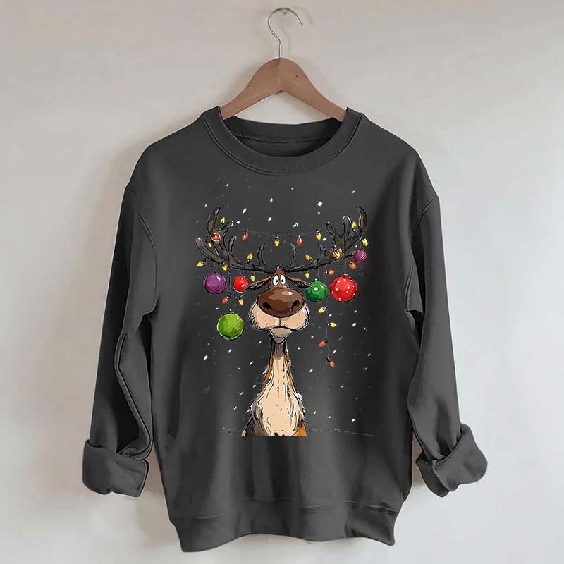 Vintage Reindeer Christmas Light Xmas Sweatshirt