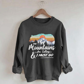 Retro Mountains Are Calling Hiking Camping Sweatshirt