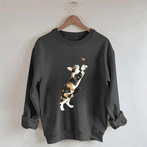 Cute Cat and Butterfly Sweatshirt