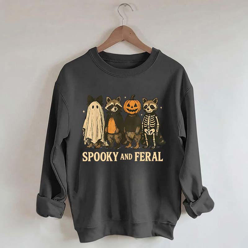 Cute Spooky and Feral Raccoon Sweatshirt