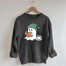Winter Ghost Reading Book Coffee Sweatshirt