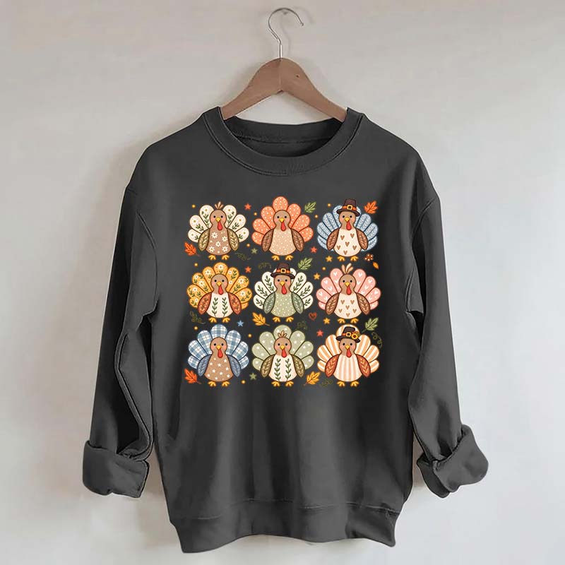 Boho Turkey Thanksgiving Preppy Fall Wild Sweatshirt