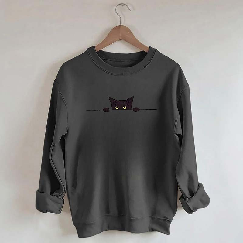 Black Cat Graphic Animal Fashion Sweatshirt