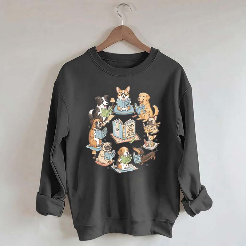 Bookworm Fiction Dog Reading Sweatshirt