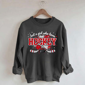 Just a Girl Who Loves Hockey Red Sweatshirt