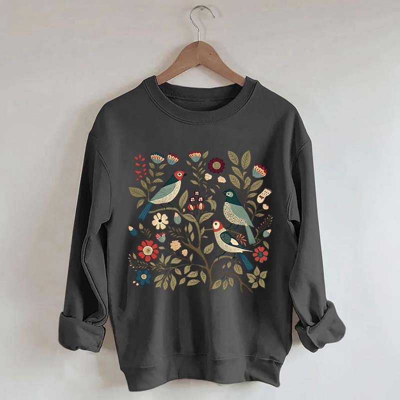 Cottagecore Birds and Flowers  Sweatshirt