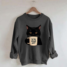 Is He Dead Yet Black Cat Sweatshirt