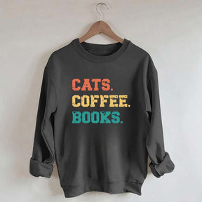 Funny Cats Coffee Books Sweatshirt