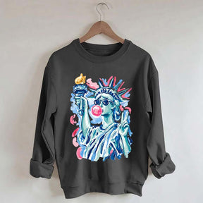 Preppy Statue of Liberty Blowing Bubble Gum Sweatshirt