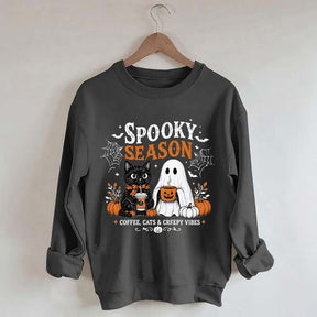 Spooky Season Coffee Cats & Creepy Vibes Sweatshirt