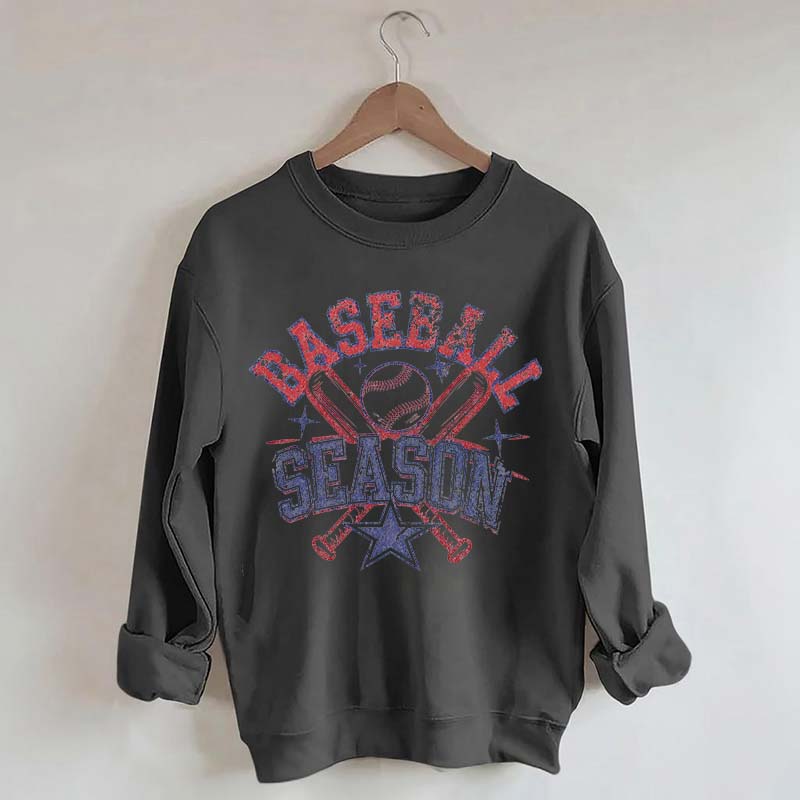 Baseball Season Retro Checkered Sweatshirt