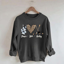 Sports Peace Love Hockey Sweatshirt