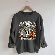 Just Waiting for Halloween Retro Halloween Sweatshirt