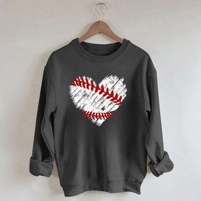 Distressed Baseball Heart Sweatshirt