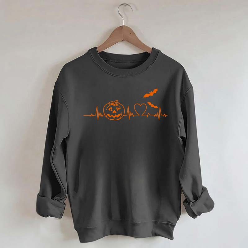 Halloween Pumpkin Heartbeat Funny Sweatshirt